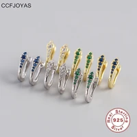 ccfjoyas 925 sterling silver u shaped snake hoop earrings for women whitebluegreen zircon french light luxury piercing earring