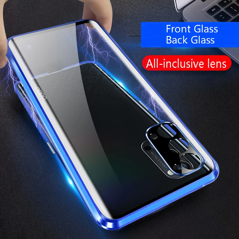 

Metal Frame Double Sided Glass Magnetic Phone Case For OPPO Reno 6 Pro 5G Reno 7 Pro 5G 7 Z 5G 8T 5G 8 Pro 5G Camera Lens Cover