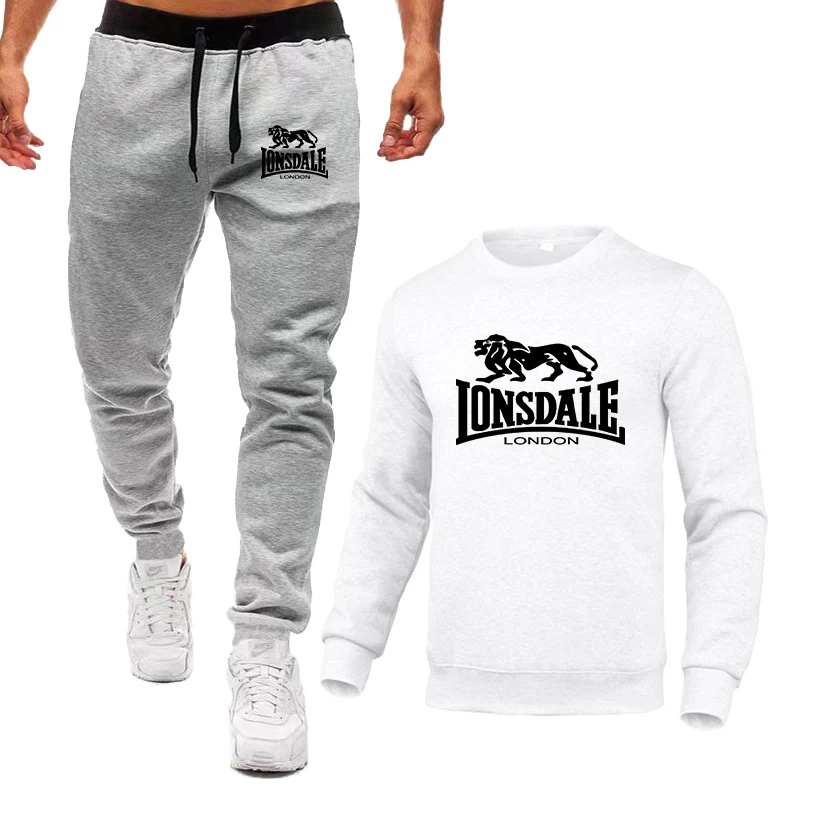 Мужской спортивный костюм LONSDALE в стиле Харадзюку свитшот с круглым вырезом и