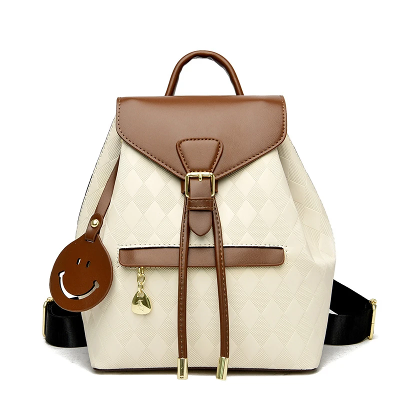 

XZAN Luxury PU Leather Fashion Lozenge Backpack Shoulder Bag Rucksack For Women Fashion Travel Knapsack girls mochila