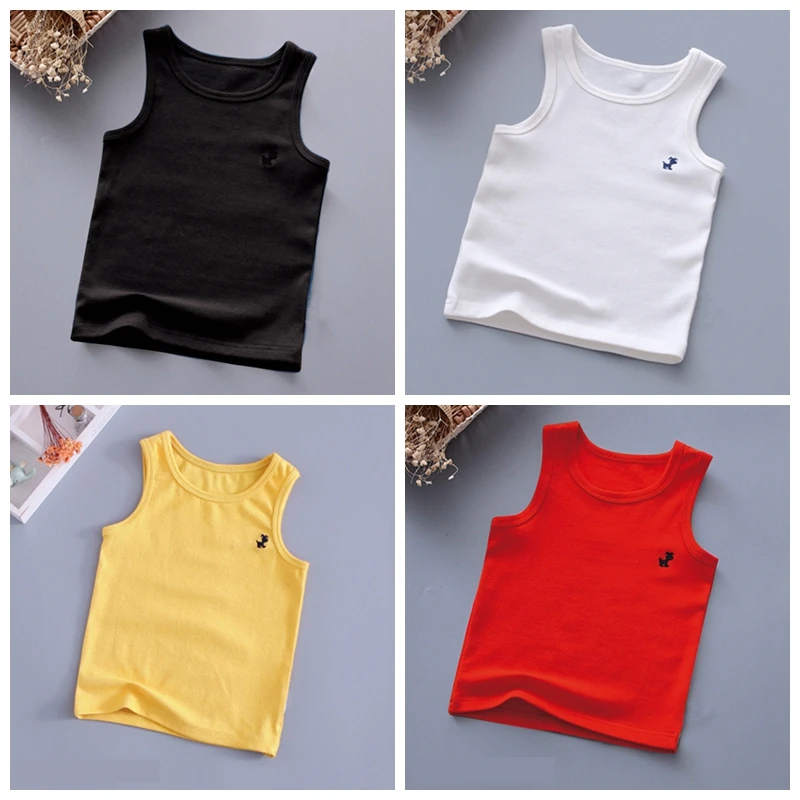 Baby Tops Children Vest Boys Girls Summer T Shirts Sleeveless Tank Solid Toddler Tees T-Shirt Boys Clothes  Girls Clothes