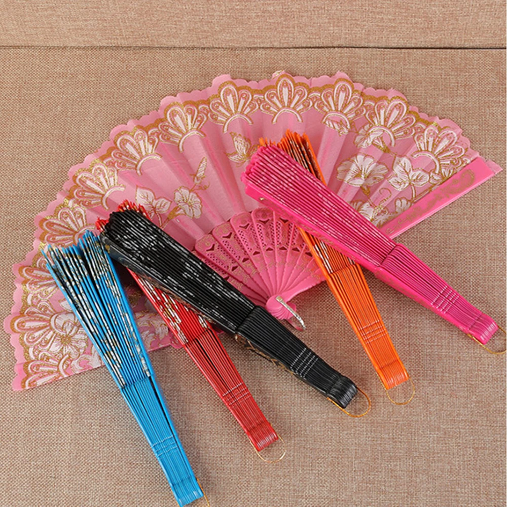 

Складные вееры для танцев из фольги, тканевые аксессуары для праздвечерние, свадьбы, выпускного вечера, лета