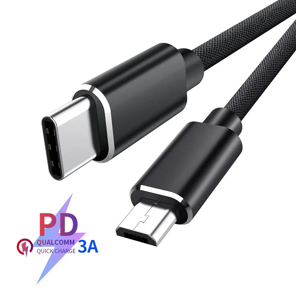

Charger Adapter QC4.0 Fast Charging Male to Male Data Cable USB Type C To Micro USB Cable For Samsung Xiaomi Huawei