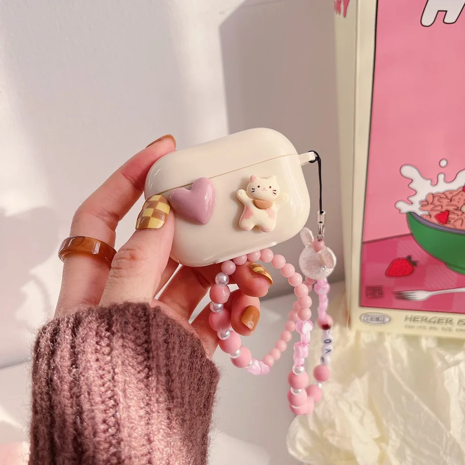 

Силиконовый чехол для наушников AirPods 3 Pro с милым котом, Модные подвесные аксессуары, чехол для наушников air pod 2
