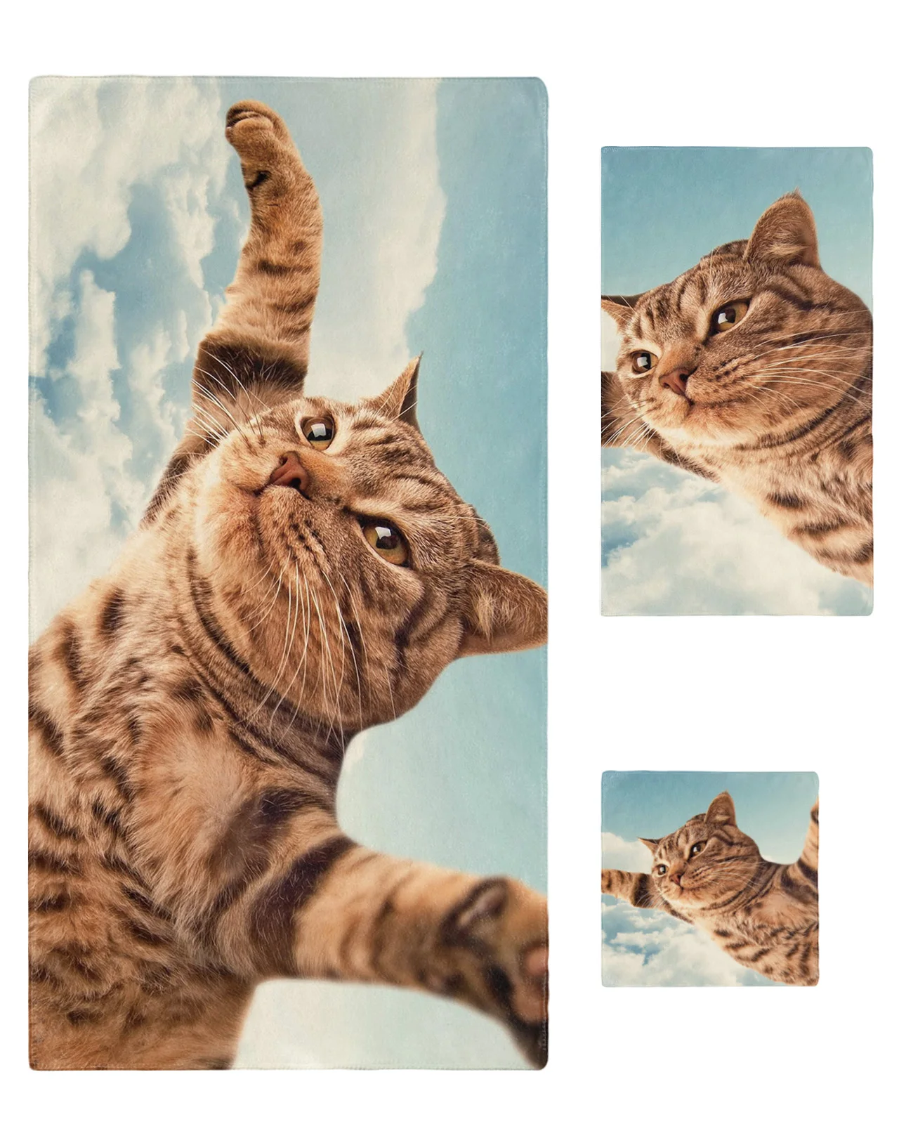 

3 шт., набор банных полотенец с рисунком летающих кошек в небе