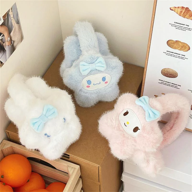 Милые плюшевые куклы Sanrio наушники Kuromi Melody Cinnamoroll зимние теплые антифризованные