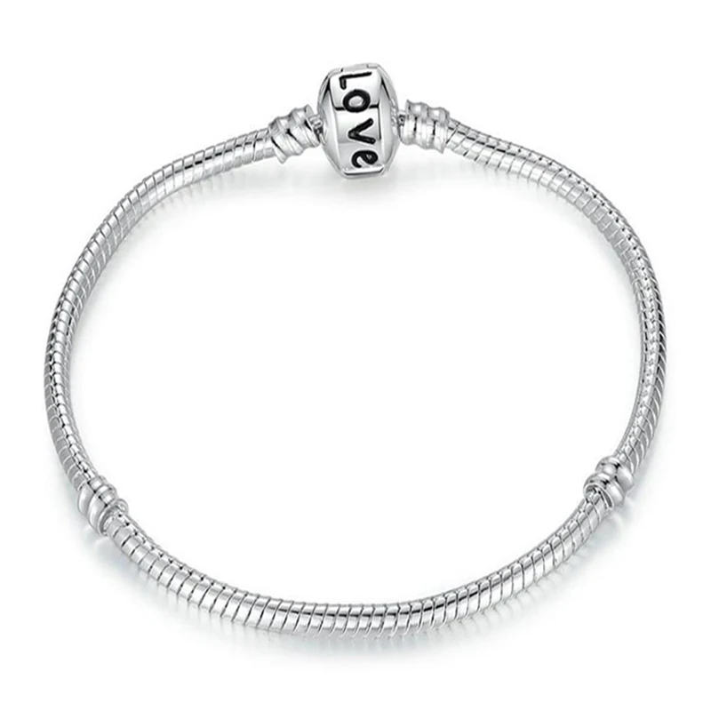 Fashion Silver Plated Snake Chain Charm Bracelet With Fallen Leaf Buckle For Women Fits Brand Bracelets DIY Jewelry Gift Making