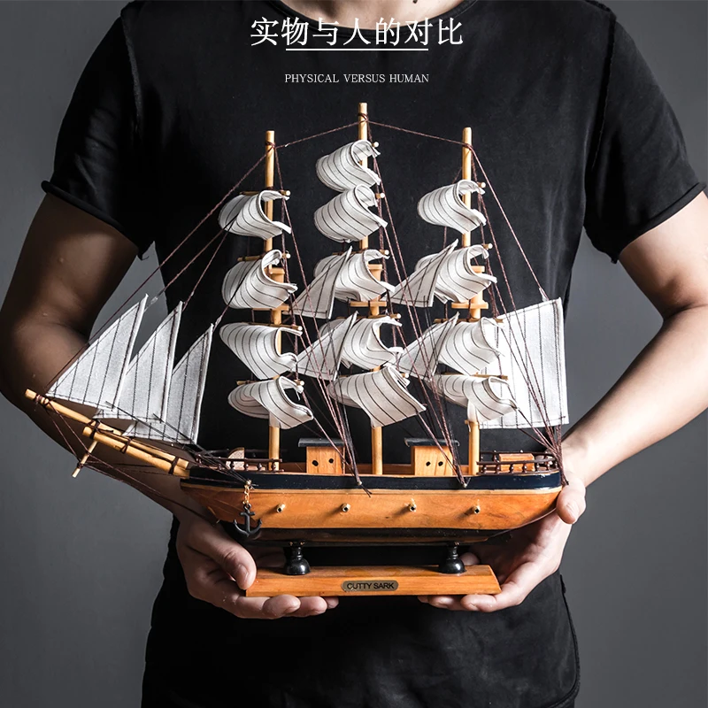 

Wooden Sailboat Model Caribbean Black Pearl Pirate Ship Boat Ornaments Office Living Room Home Decoration Home Crafts