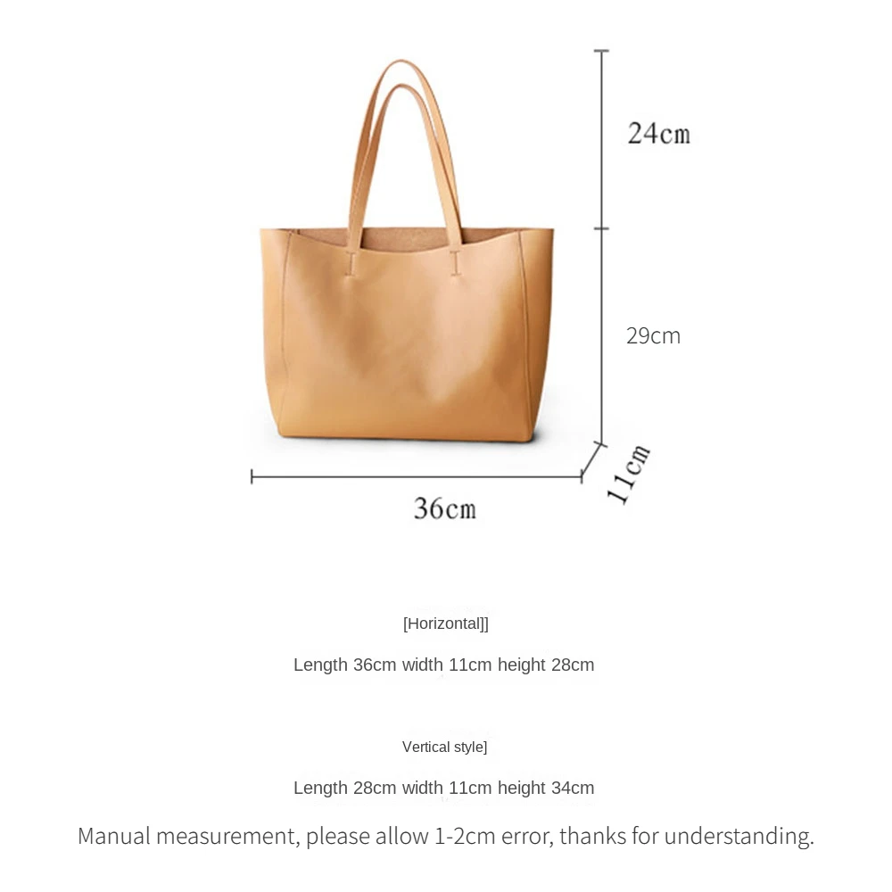 Real Leather Tote Bags for Women Fashion Design Handbags Large Capacity Shoulder Shopping Bag Soft Smooth First Layer Cowhide