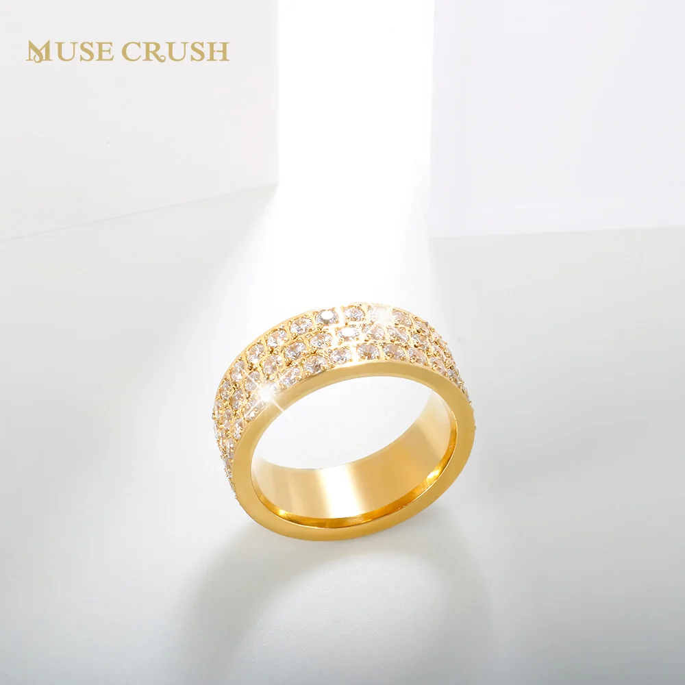 

Luxury Stainless Steel Ring Bling CZ Crystal Rings for Women Female Men Couple Fashion Jewelry Wedding Engagement Trendy Rings