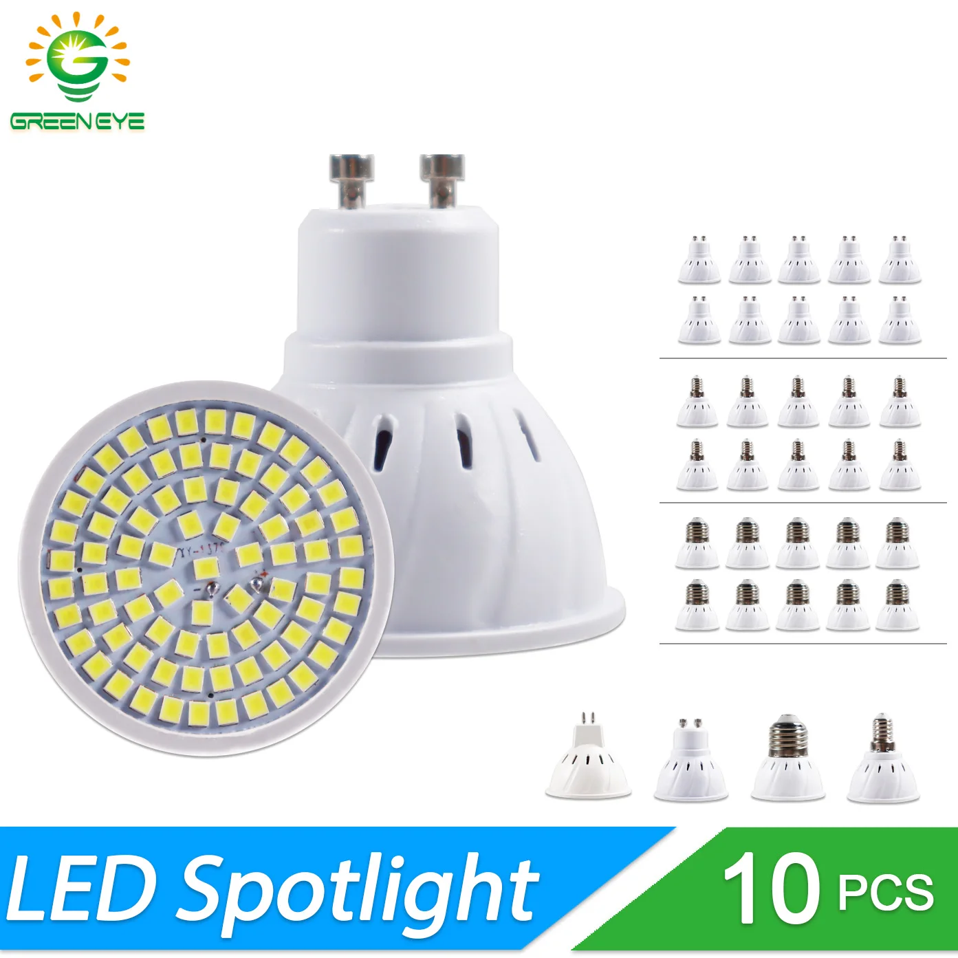 

10pcs Lampada LED Spotlight Bulb E27 E14 MR16 GU10 B22 220V Bombillas LED Lamp 48 60 80 LED 2835 SMD Lampara Spot Light 3w 5w