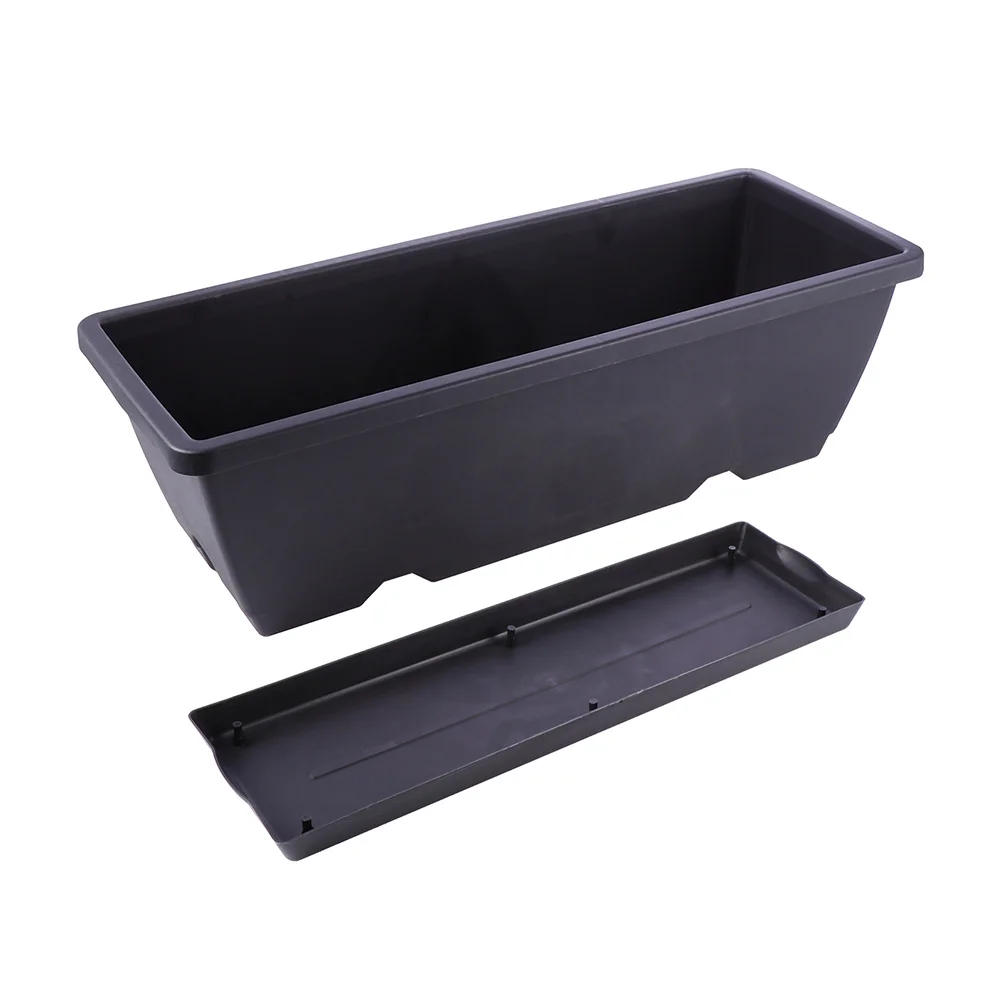 

2 Sets Rectangular Planting Trough Deck Decor Self Watering Planter Flowers Garden Succulent Pot Plastic Window Box