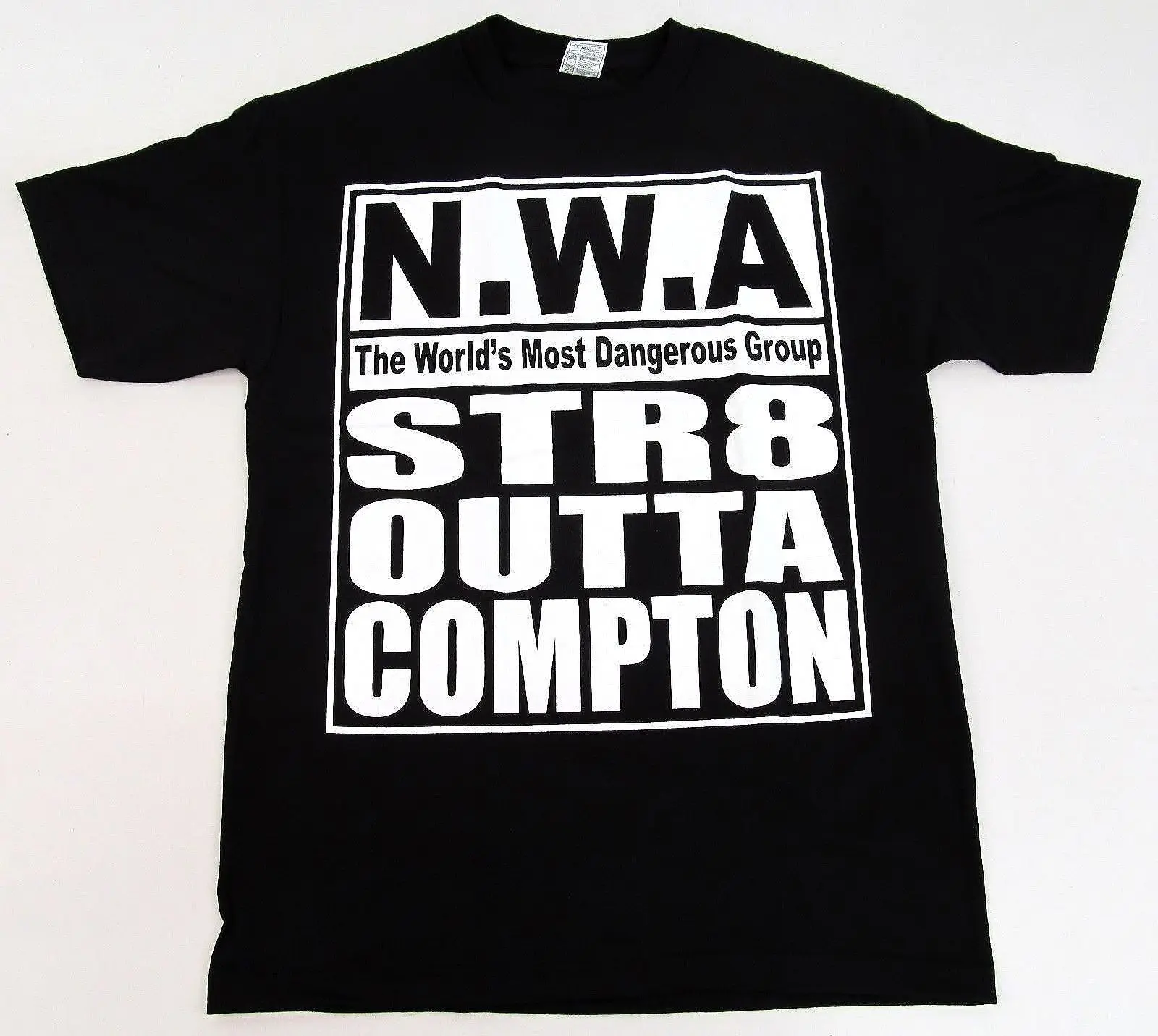 N W A футболка STR8 Out COMPTON NWA для взрослых мужчин маленькая черная новинка