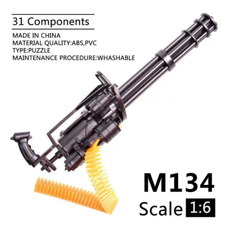 

Мини-пазл 1/6, модель M134 Gatling Minigun, пластиковый пистолет T800, тяжелые пулеметы с пулевым ремнем для 12-дюймовых экшн-фигурок