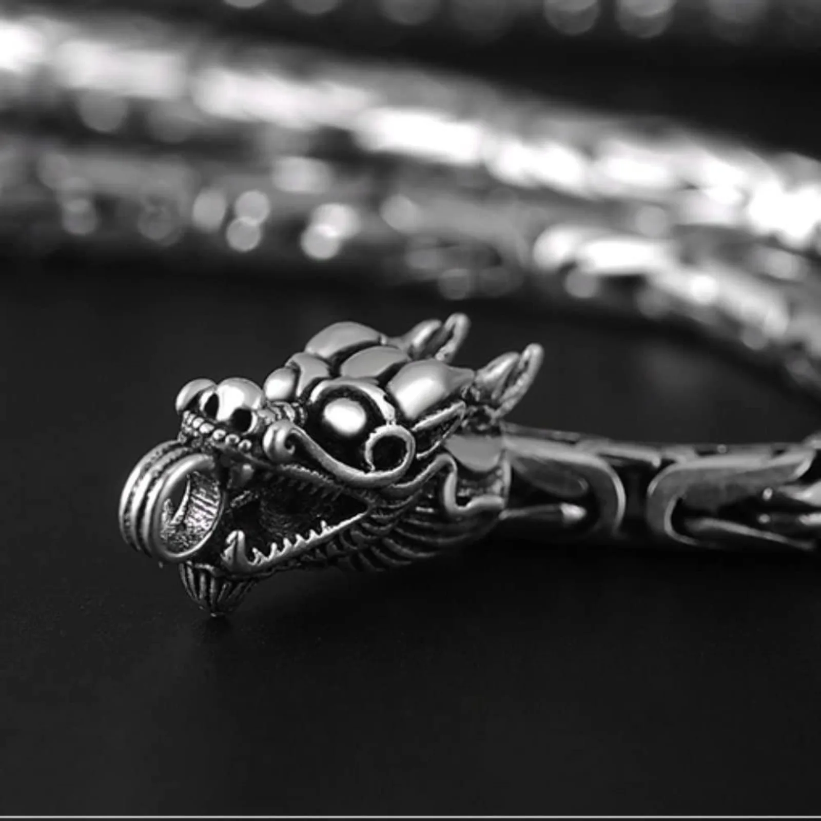 Мужские Винтажные браслеты с головой дракона модные украшения в стиле панк для