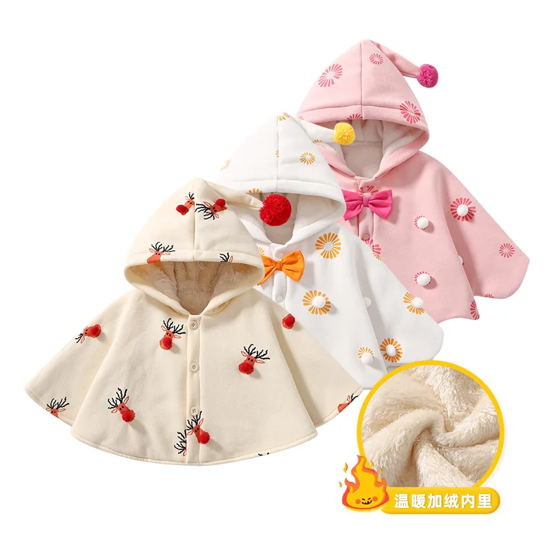 

Baby's Cloak Toddler Christmas Elk Coat Costume Winter Hooded Coat For Newborns Baby Girls Christmas Clothing Outerwear Outfits