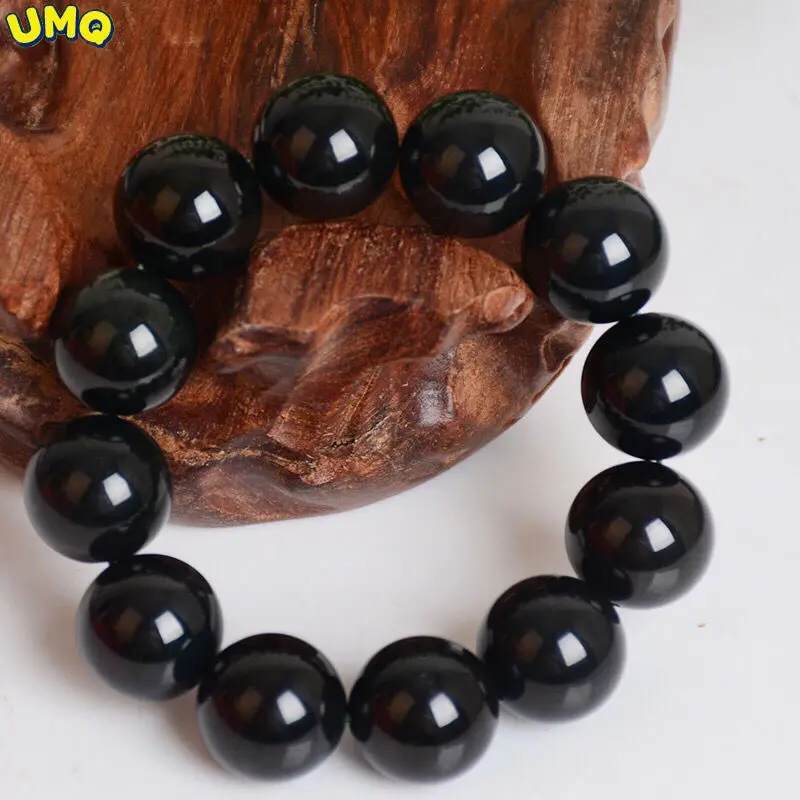 

Pure Black Gold Obsidian Luck bracelet Men's and Women's Jade Crystal Buddha Beads Hand String Lovers Jewelry Wealth Healing
