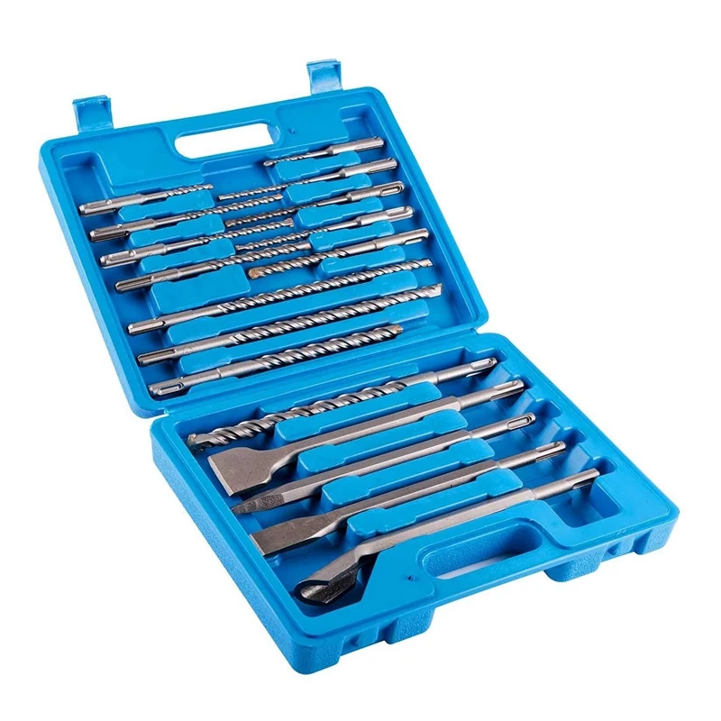 

17 PCS SDS Plus Drill Bit Set Rotary Hammer Impact Drill and Chisel Bits Set for Concrete and Brick