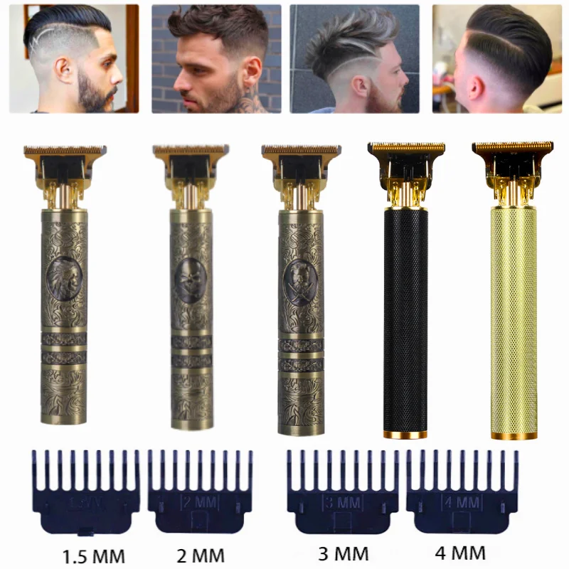 Men's Electric Shaver Gold Clipper Engraving Usb Carbon Rechargeable Steel Professional Trimmer For Men Beard NEW Styling Kit