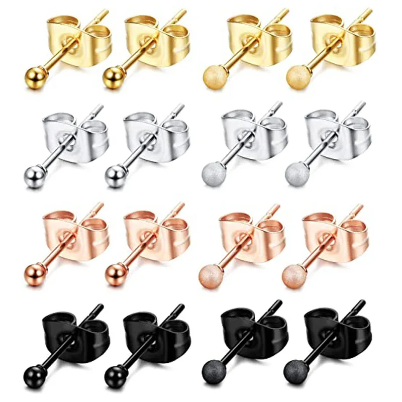 

8 Pairs of Stud Ball Earrings 316L Stainless Steel Ball Earrings Set Cartilage Stud Earrings for Women Men JKC