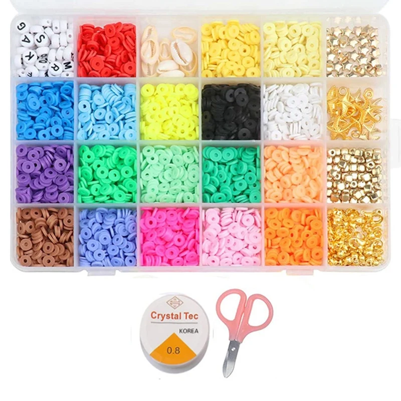 

Глиняные бусины для изготовления браслетов, плоские круглые бусины из полимерной глины, 18 цветов, буквенные бусины