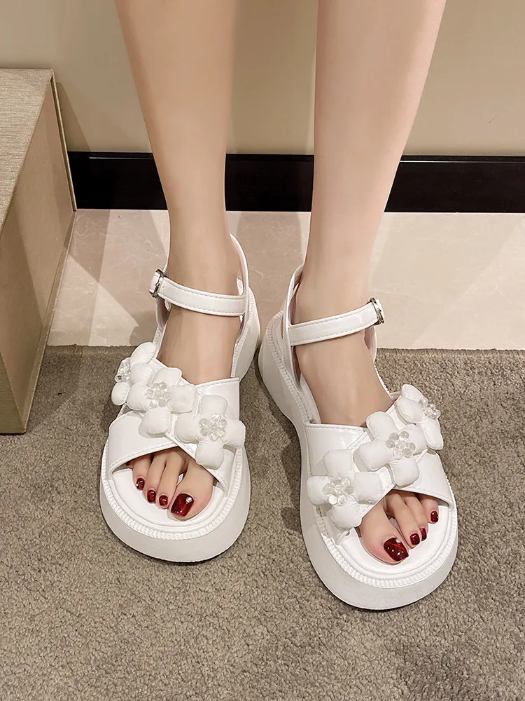 

2022 Summer Clear Heels Women Comfy Platform Sandal Shoes Anti-Skid Suit Female Beige Clogs Wedge Med Thick Comfort Beach Fashio