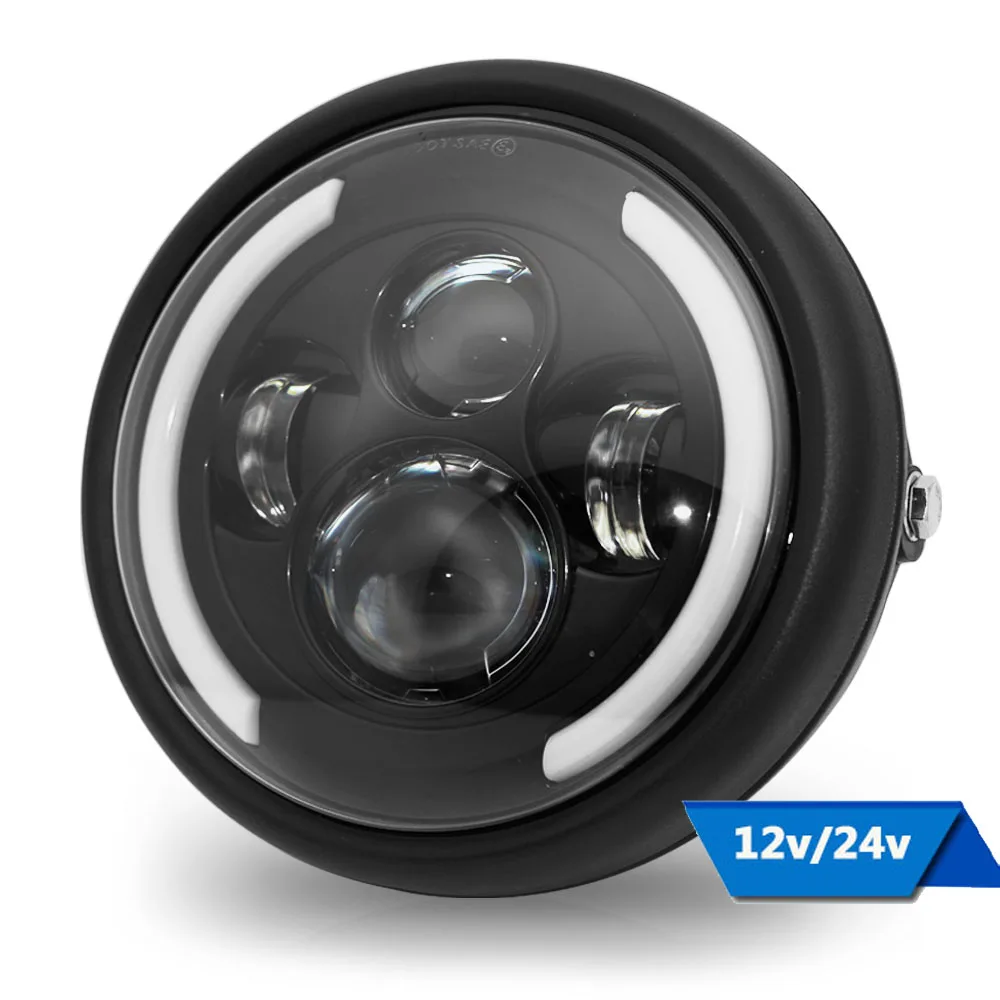 

7.5 inch Universal Cafe Racer Round Motorcycle LED Head lamp Headlamp Distance Light Refit 7.5'' Motorcycle Headlight Cafe Racer