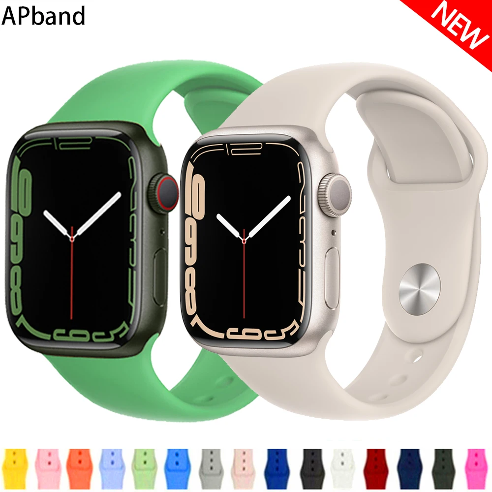 Силиконовый ремешок для Apple watch band 44 мм 45 42 браслет iWatch 40 38 41 correa apple series 6 5 3 SE 7 |
