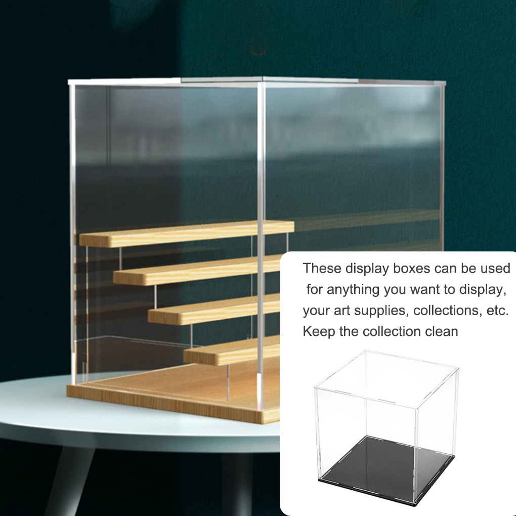 

15x15x15cm Acrylic Box Display Case Transparent Dustproof Square Showcase for Car Model Antiques Jewelry Dolls