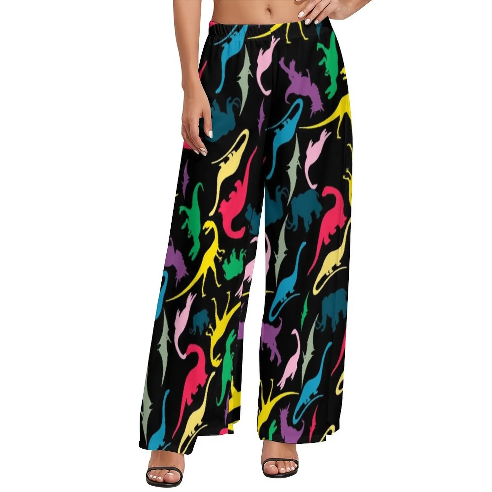 

Яркие женские широкие брюки с забавным животным принтом