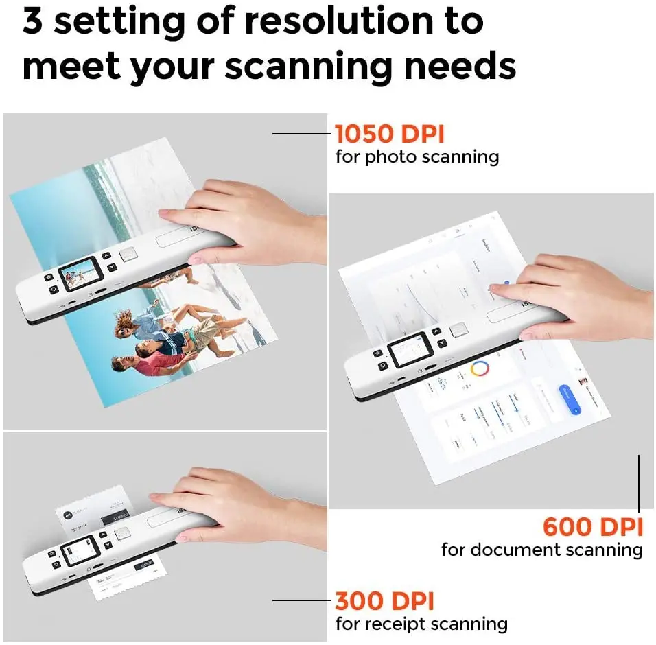 Handheld iScan Mobile Portable Document Images A4 Scanner 1050DPI JPG/PDF Formate Wifi LCD Display for Business Reciepts Books | Компьютеры