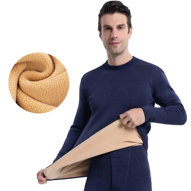 Thermal Underwear Men Thick Lamb Cashmere Fleece Long Johns Heated Thermal Suit  Let You Do Not Fear The Cold