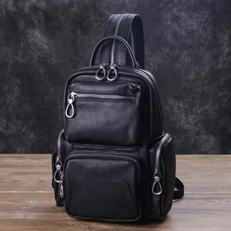 AETOO   Chest bag male fashion brand Korean version casual crossbody bag trend single shoulder bag leather large capacity backpa