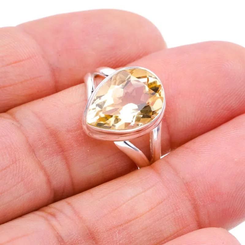 StarGems натуральный цитрин ручной работы 925 пробы Серебряное Кольцо 7 25 F0329