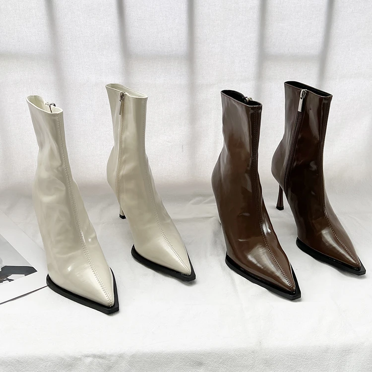 

Женские ботинки, повседневные ботильоны для зимы, ботинки челси с острым носком, ботинки с боковой молнией, короткие ботинки, высококачественные кожаные туфли-лодочки, обувь