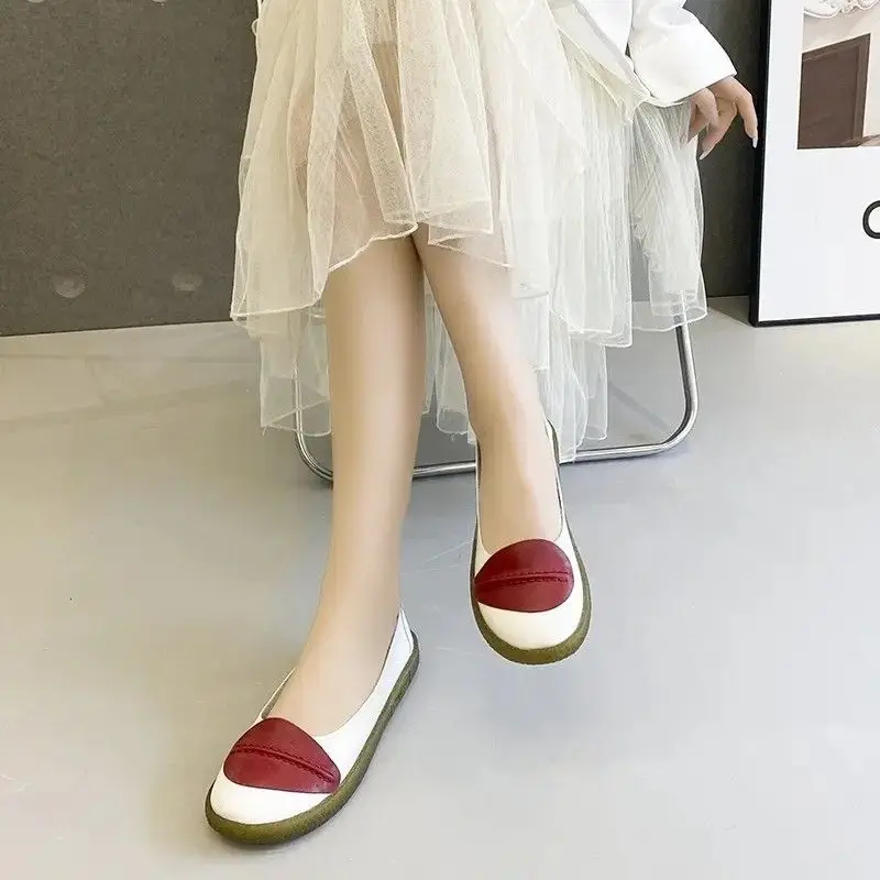 Concise Women's Genuine Leather Flats Summer Cutout Flat Shoes for Women 2023 Designer Leaf Deco Shallow Moccains Female Shoe