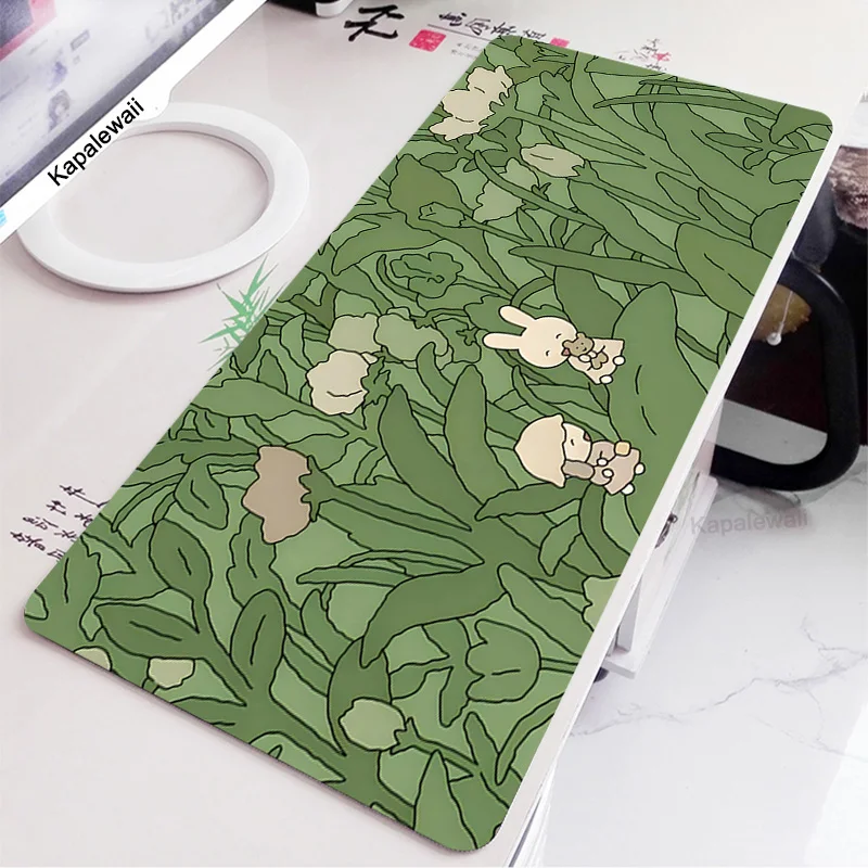 

Kawaii Rabbit Large Mousepad Green Plant Office Deskmat 100x50 Laptop Xxl Mouse Pad Gamer Rugs Gaming Accessories Free Shipping