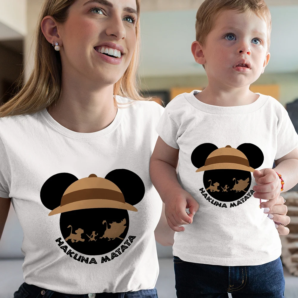 

Disney Mickey Lion King Adventure T-shirt Femme Summer Casual Travel Zoo Women's Clothes Cute Baby Tops Short Sleeve Dropship