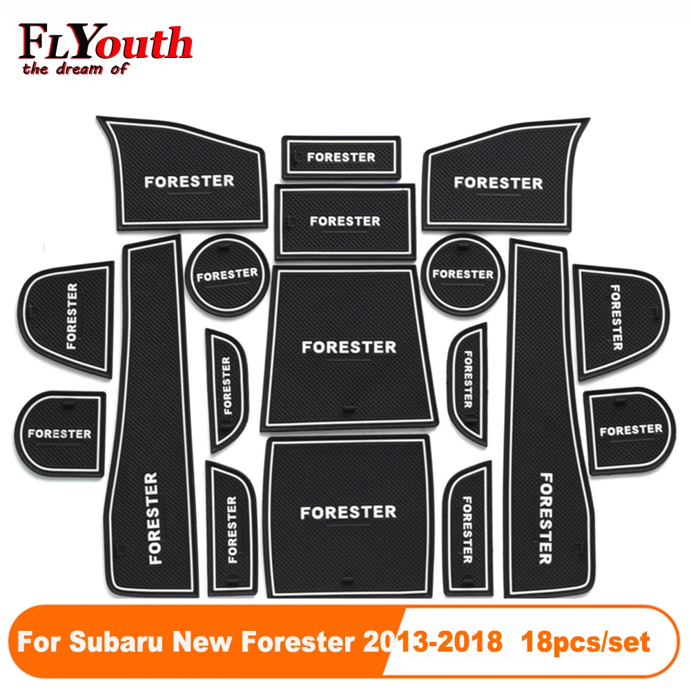 

18pcs/set Car Door Groove Mat For Subaru 13-18 New Forester Auto Anti-Slip Cup Mat Non Slip Door Gate Pad Car Accessories