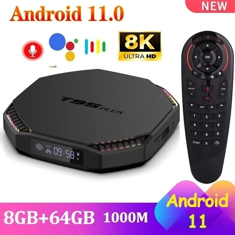 

Приставка Смарт-ТВ T95 PLUS, Android 11, 8 + 64/4/32 ГБ, Wi-Fi 2022/5 ГГц