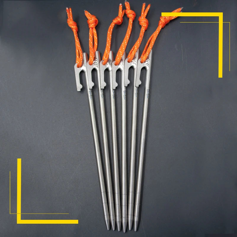 

High Strength Titanium Alloy Tent Pegs for Camping Stakes for Rocky/Hard Places Titanium Nail 7*200mm Long Canopy Tent