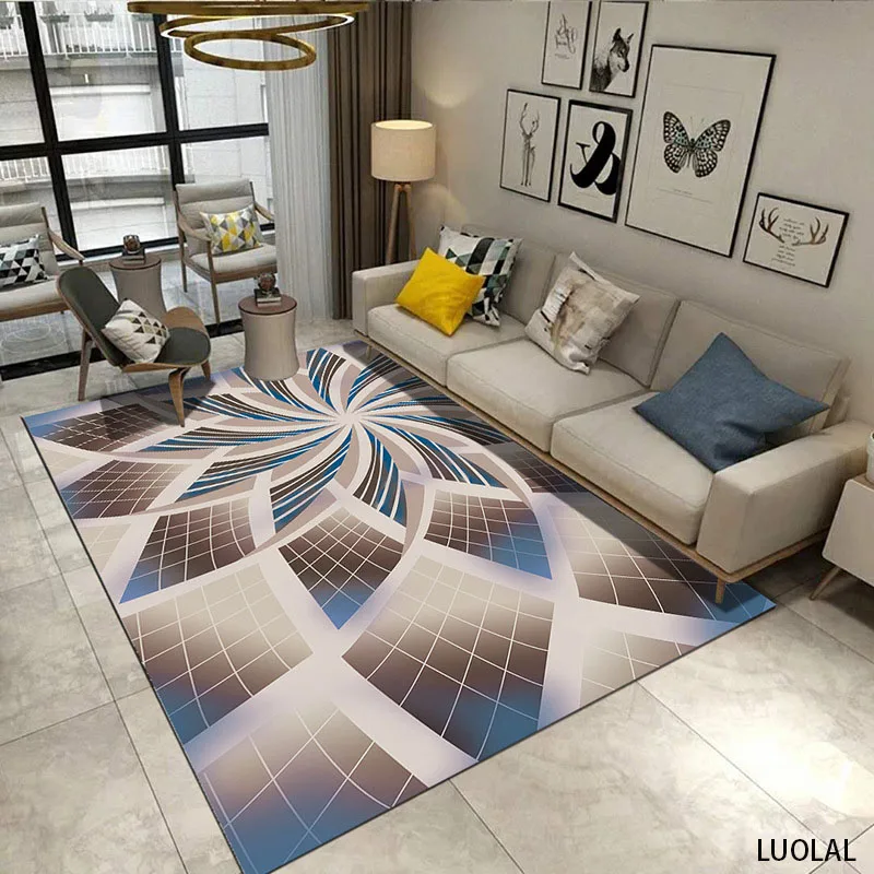 

LUOLAL Modern Minimalist Nordic Geometric Living Room Rug Bedroom Study Bedside Office Rug Coffee Table Rectangular Home Carpet