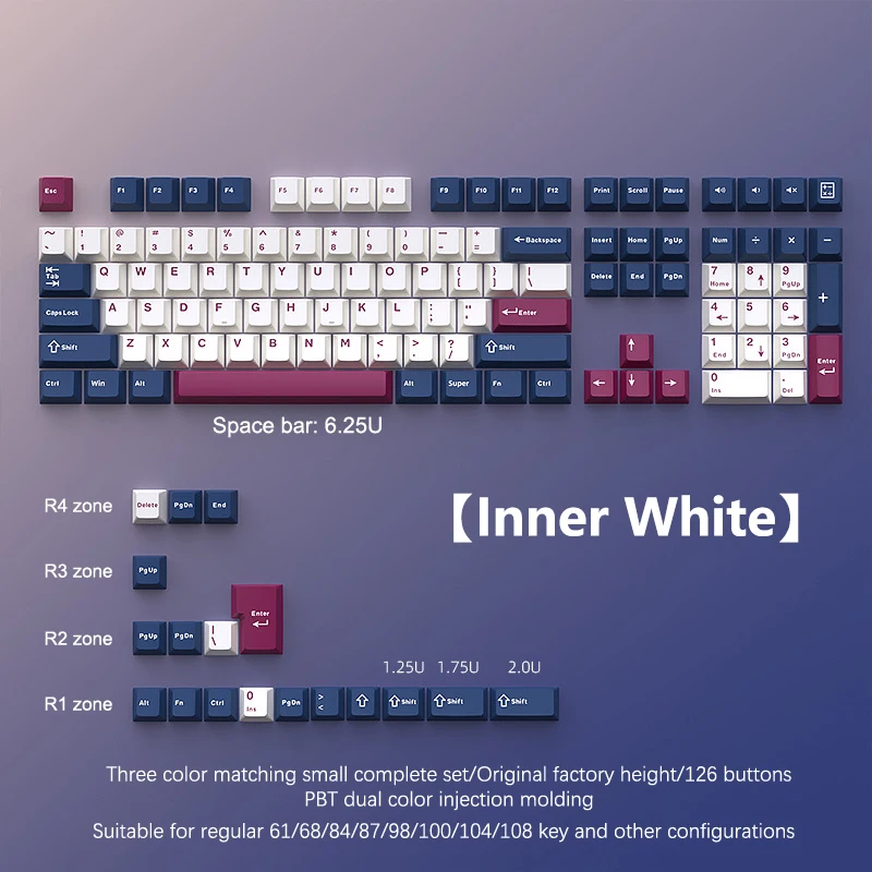 126 клавиш Double Shot Keycap PBT Cherry Механическая игровая клавиатура для MX Switch GMK67 GMK87 GMK61