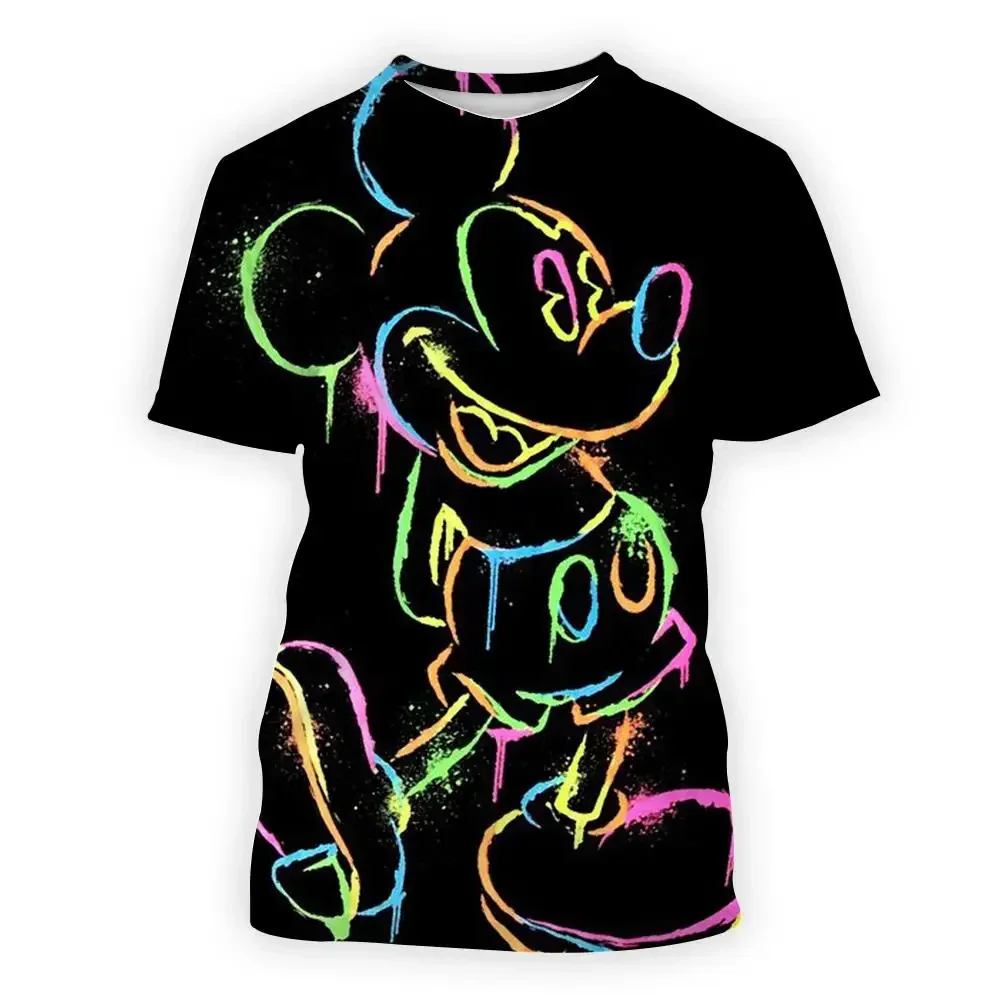 Diseny Mickey Mouse Stitch 3d Print T Shirt Men's Women's Short Sleeve Tops Disney Cartoon Kids Tshirts Outdoor Cute Top