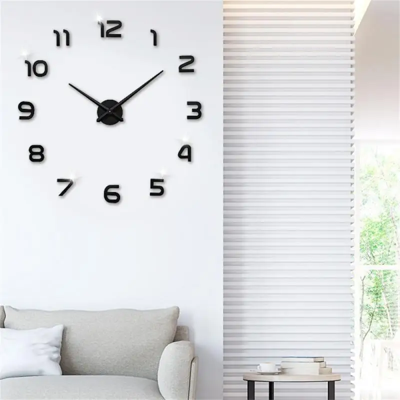 

Bedroom Decoration 3d Wall Clock Wall Stickers Punch Free Frameless Wall Clocks Creativity Luminous Silent Clock Simple