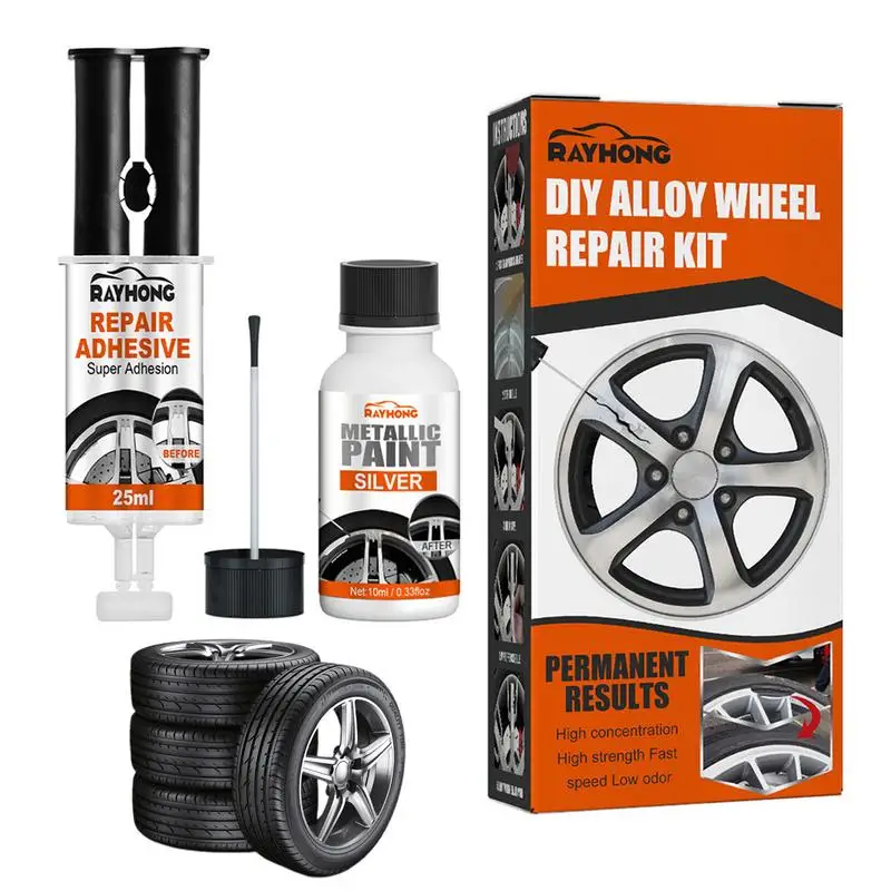 

DIY Alloy Wheel Repair Kit Wheel Scratch Repair Kit Rim Scratch Repair For Damage On Alloy And Steel Wheels Auto Rim Dent