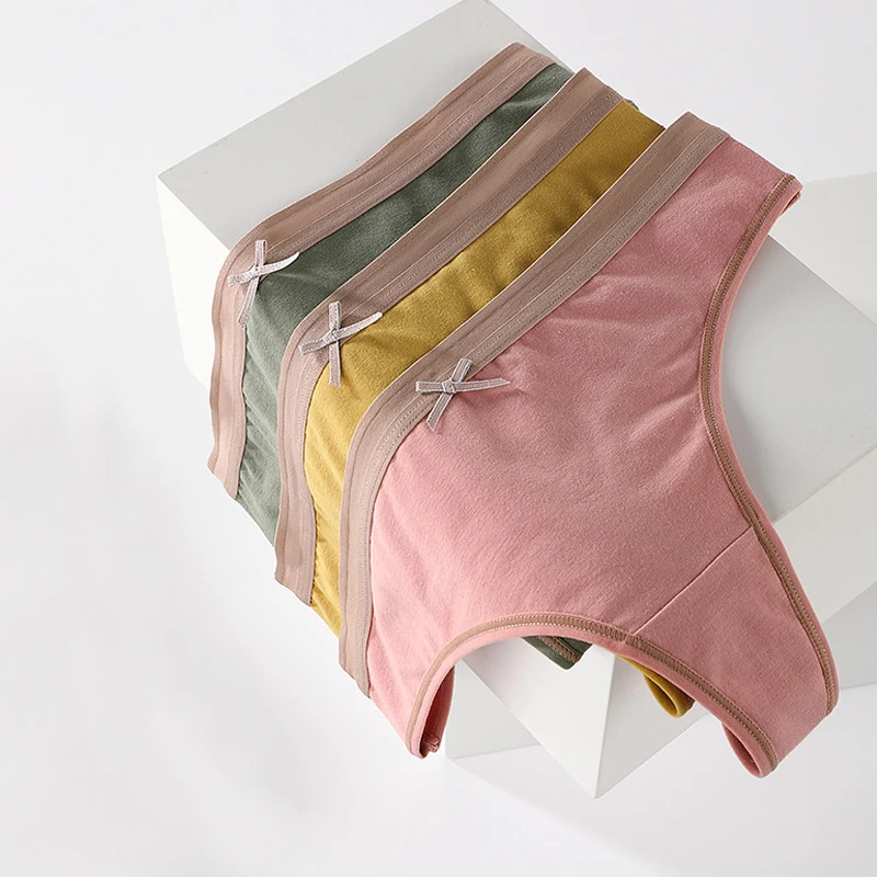 

Cotton Woman Thongs Sexy Sports Panties Mulberry Silk Antibacterial G-string Female Underwear Lingerie Dropshipping 3 Pcs/set