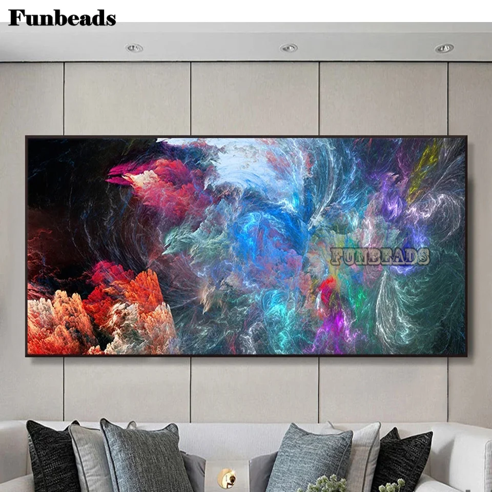 

5D полноразмерная/круглая Алмазная вышивка «сделай сам», многоцветные облака, современный абстрактный алмаз, пейзаж, декор комнаты, настенн...