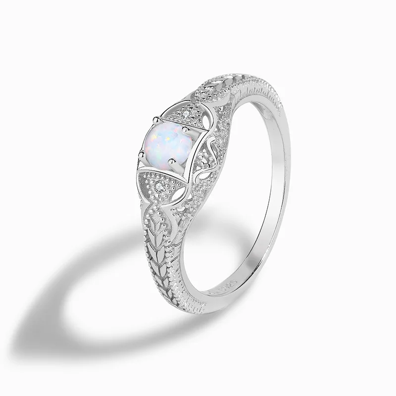 

cross border Sterling Silver S925 white Australian gem round rice ear jewelry high quality exquisite light luxury women's ring