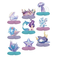 9pcs mermaid honeycomb centerpieces mermaid party decorations animal table honeycombs